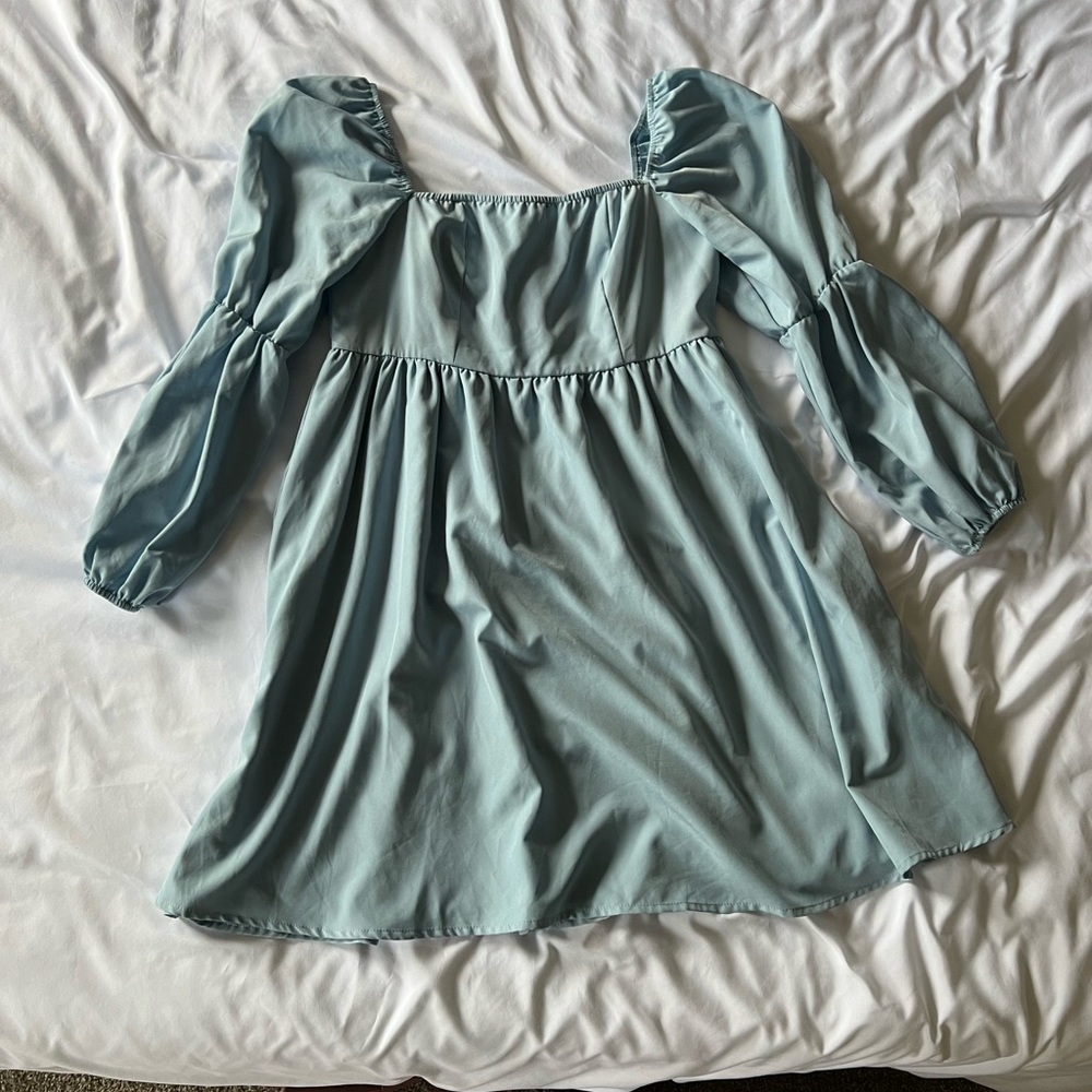 Blue Peasant-Style Dress